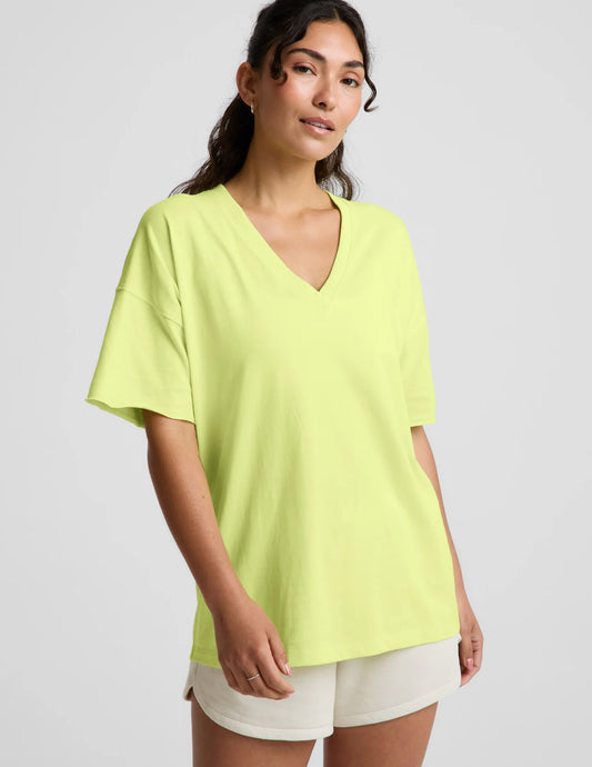 SoftKnit Better Than Ever Oversized V-Neck Tee by Beyond Yoga | Electric Lime