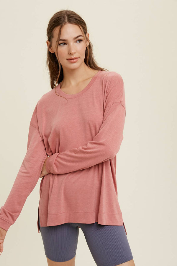 Hi-Low Melange Knit Top by Wishlist Apparel | Ginger