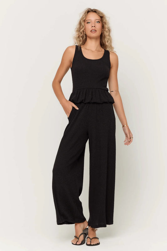 Monterosa Textured Rib Peplum Tank by Project Social T | Black - Zen&Zip