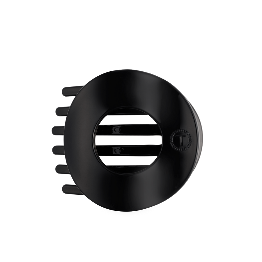 Jet Black Large Flat Circle Hair Clip