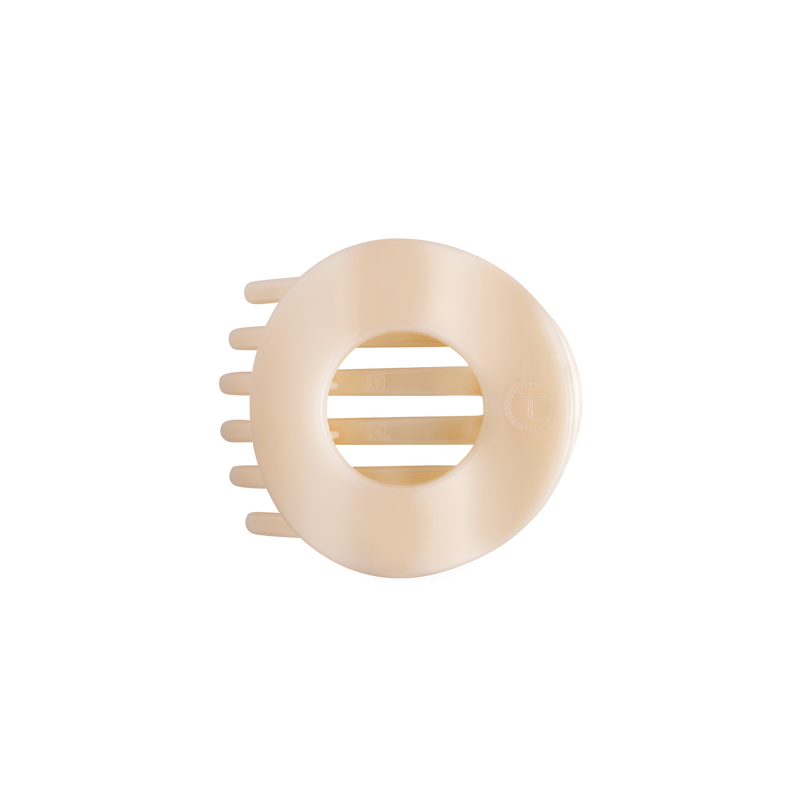 Almond Beige Medium Flat Circle Hair Clip