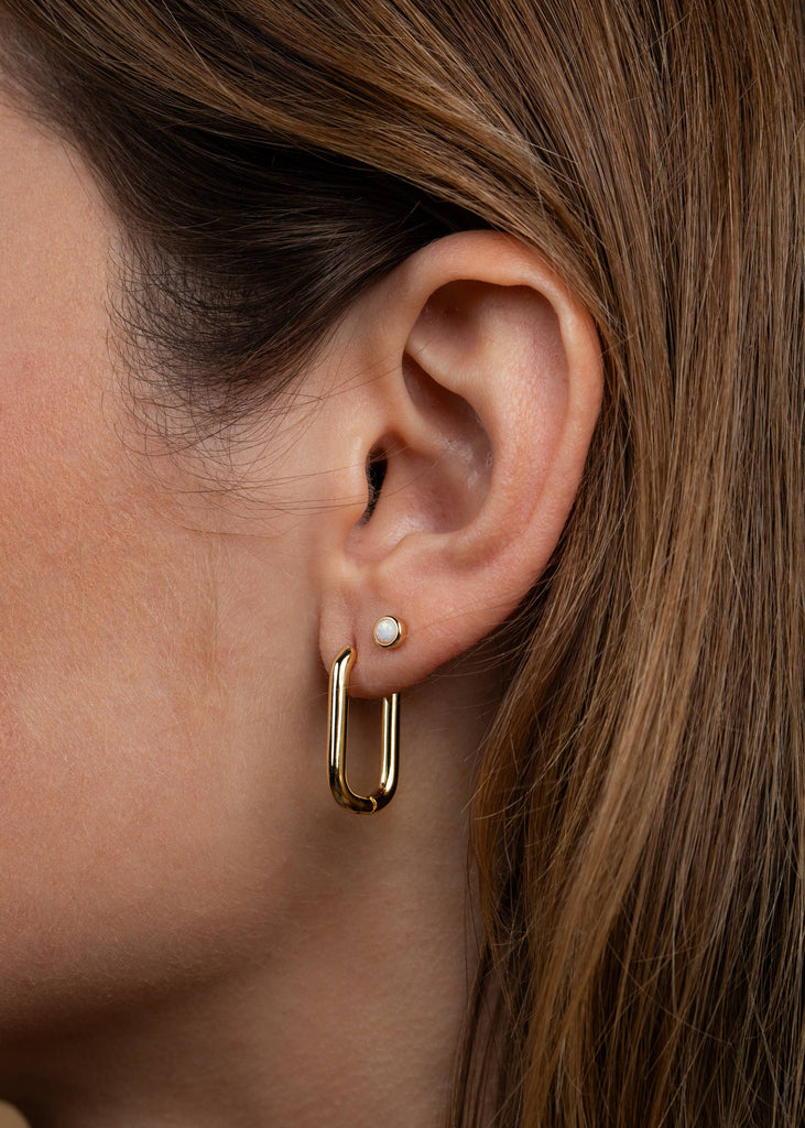Simple Stud - White Opal- Earring