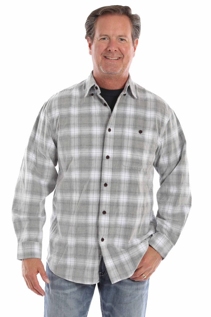 Corduroy Plaid Shirt by Scully in Black/White