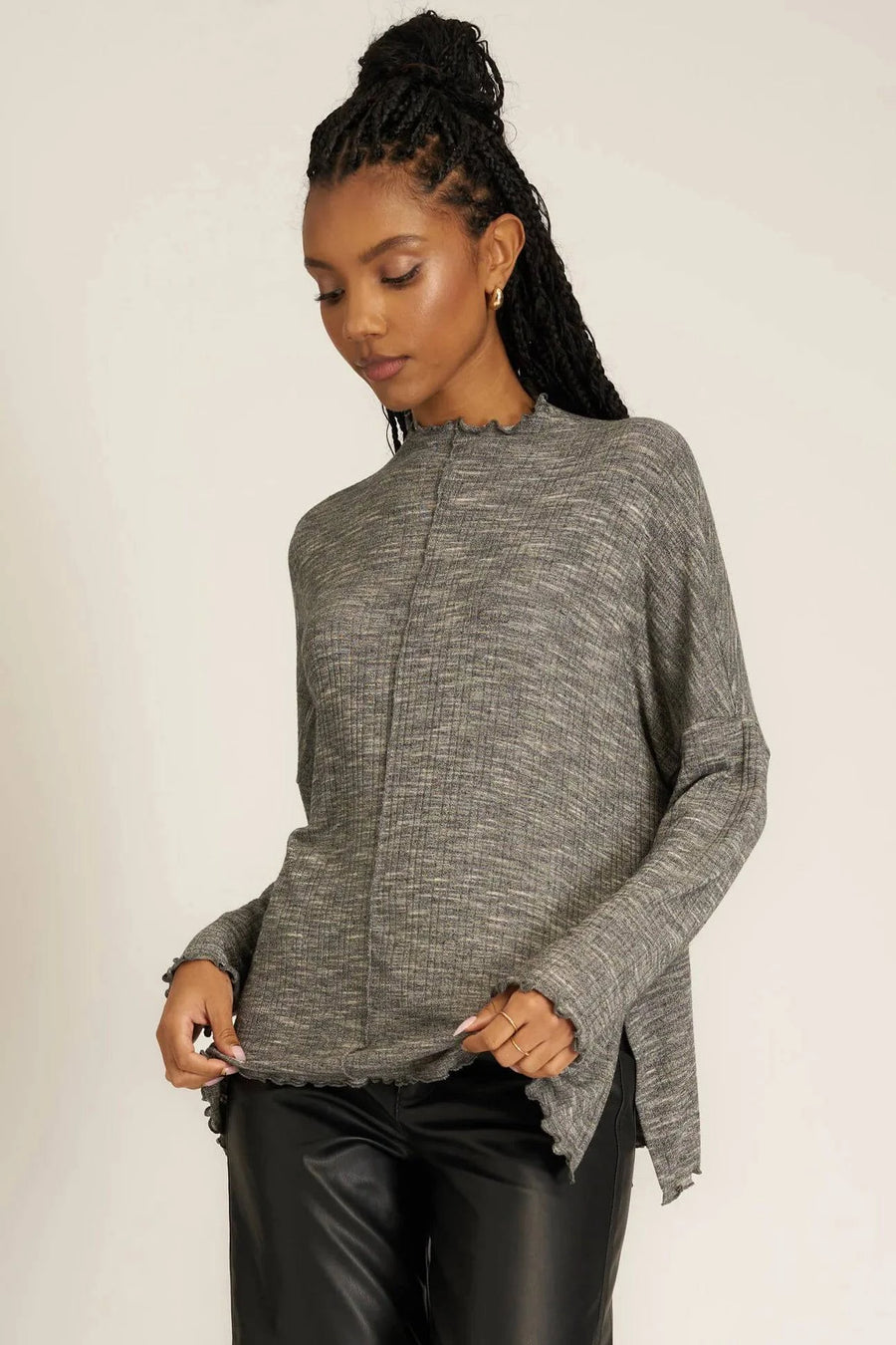 Sea of Love Seamed LS Top by Project Social T | Mother of Pearl
