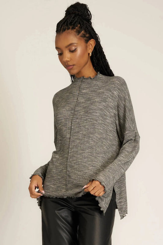 Sea of Love Seamed LS Top by Project Social T | Mother of Pearl - Zen&Zip