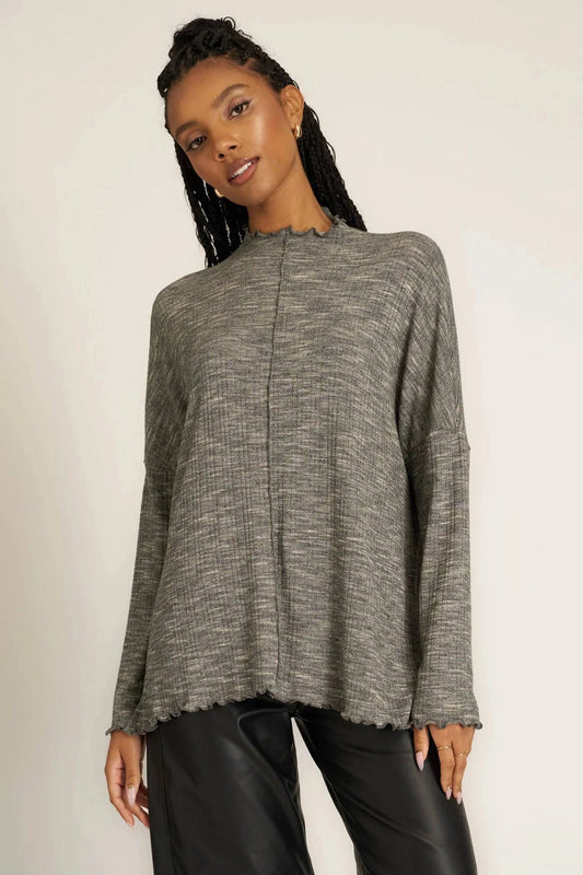 Sea of Love Seamed LS Top by Project Social T | Mother of Pearl - Zen&Zip