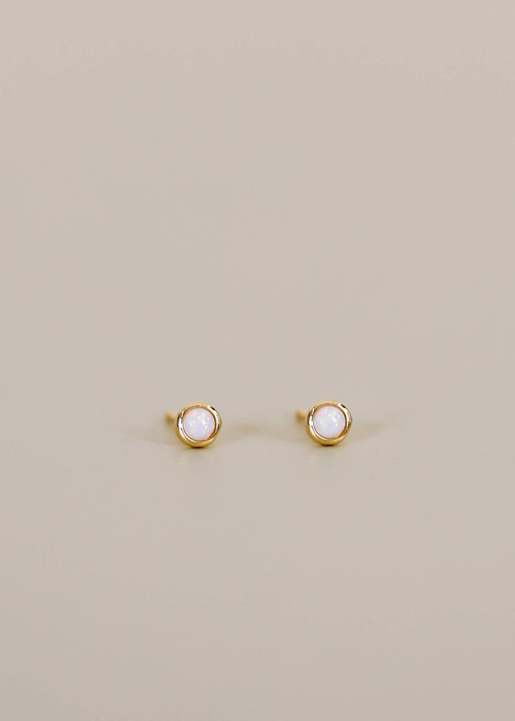 Simple Stud - White Opal- Earring