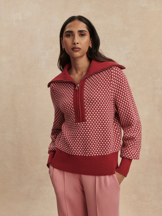 Lloyd Stitch Knit Sweater by Varley | Rich Raspberry