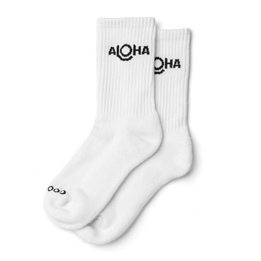 ALOHA Crew Socks by Aloha Collection | White