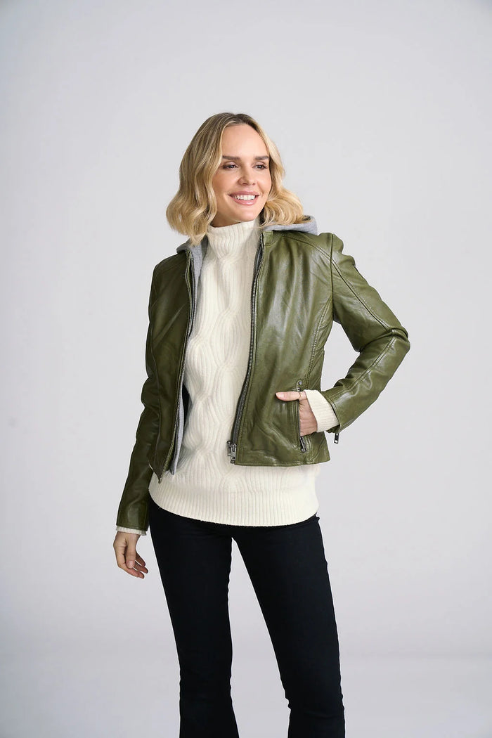 Alva RF Removable Hoodie Jacket by Mauritius | Dark Moss