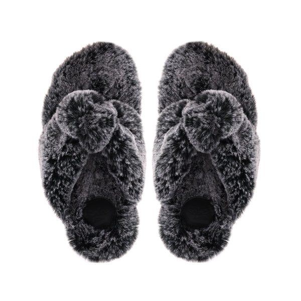 Izzie Fur Knot Slipper by Solei Sea | Salt & Pepper