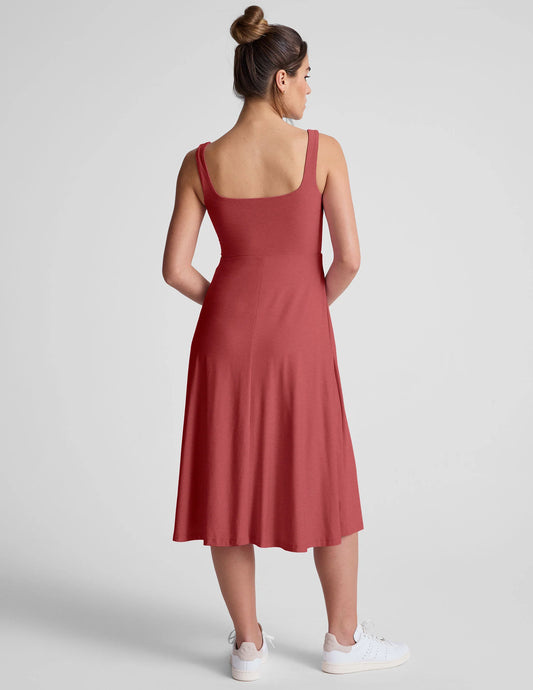 Featherweight at the Ready Square Neck Dress by Beyond Yoga | Faded Rose Heather