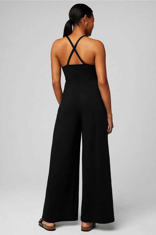 Cloud Jersey Wide Leg Onesie by Fabletics | Black