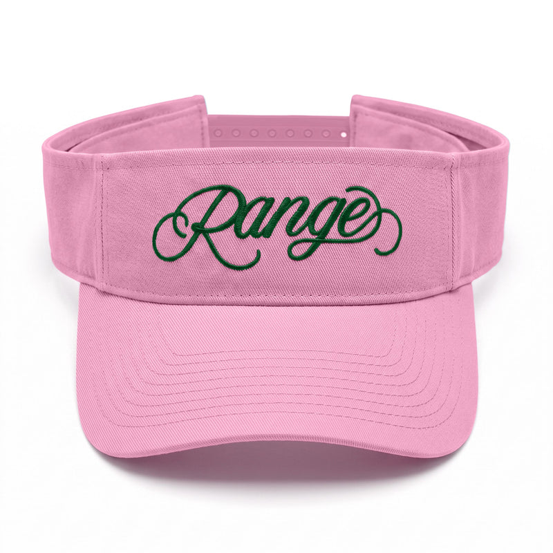 Signature “Range” Script Visor by Girls Got Range | Pink-a-Boo/Forest Green