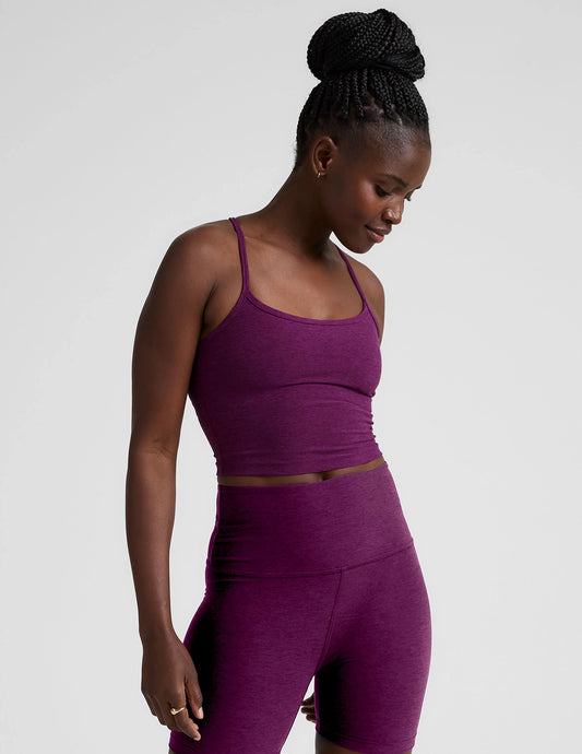 Spacedye Slim Racerback Cropped Tank by Beyond Yoga | Aubergine Beet