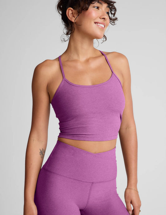 Spacedye Slim Racerback Cropped Tank by Beyond Yoga | Fun Fuchsia Heather