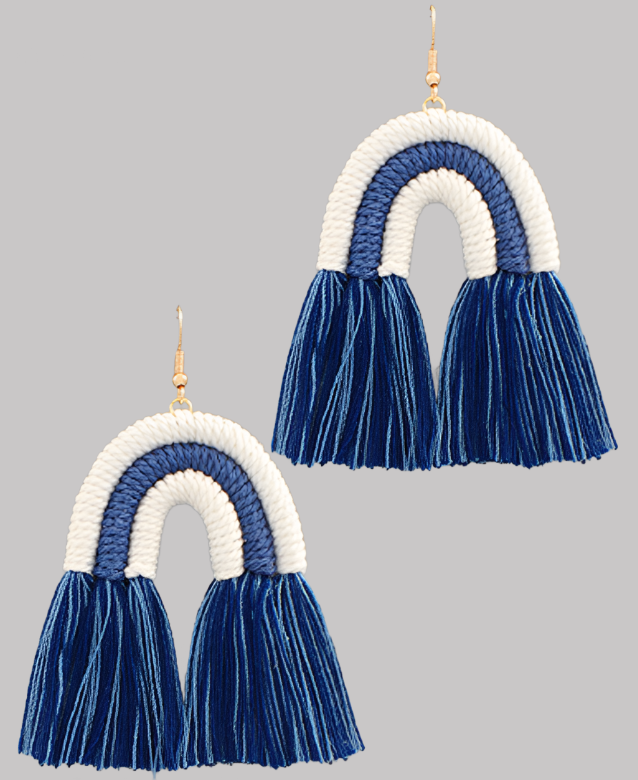 Arch and Tassel Earrings Blue/White