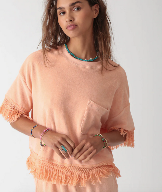 Ibiza Fringe Top by Electric and Rose | Apricot