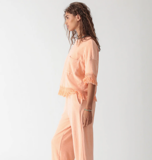 Ibiza Fringe Top by Electric and Rose | Apricot
