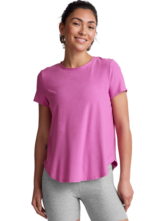 Featherweight on the Down Low Tee by Beyond Yoga | Sunset Violet Heather