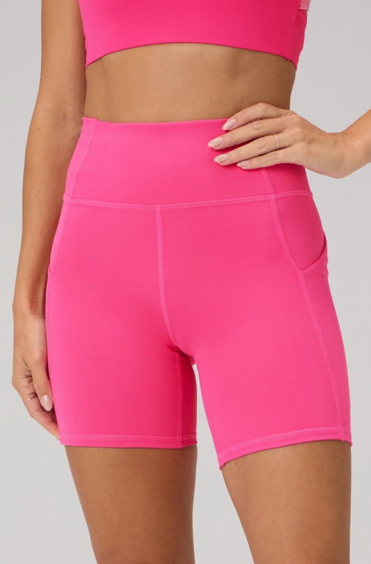 Oasis High Waisted Short 6” by Fabletics | Pink Crush