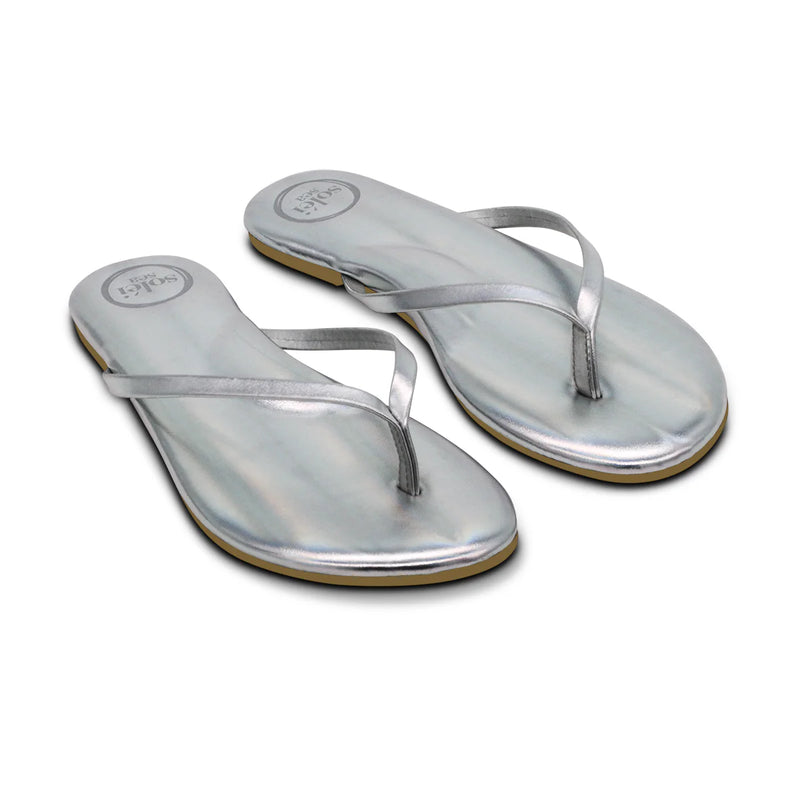 Indie Classic Thin Strap Sandal by Solei Sea | Metallic Silver