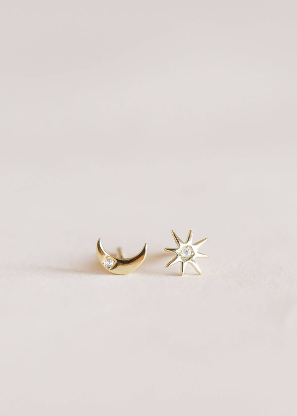 Complements Gold Earrings by JaxKelly | Sun & Moon