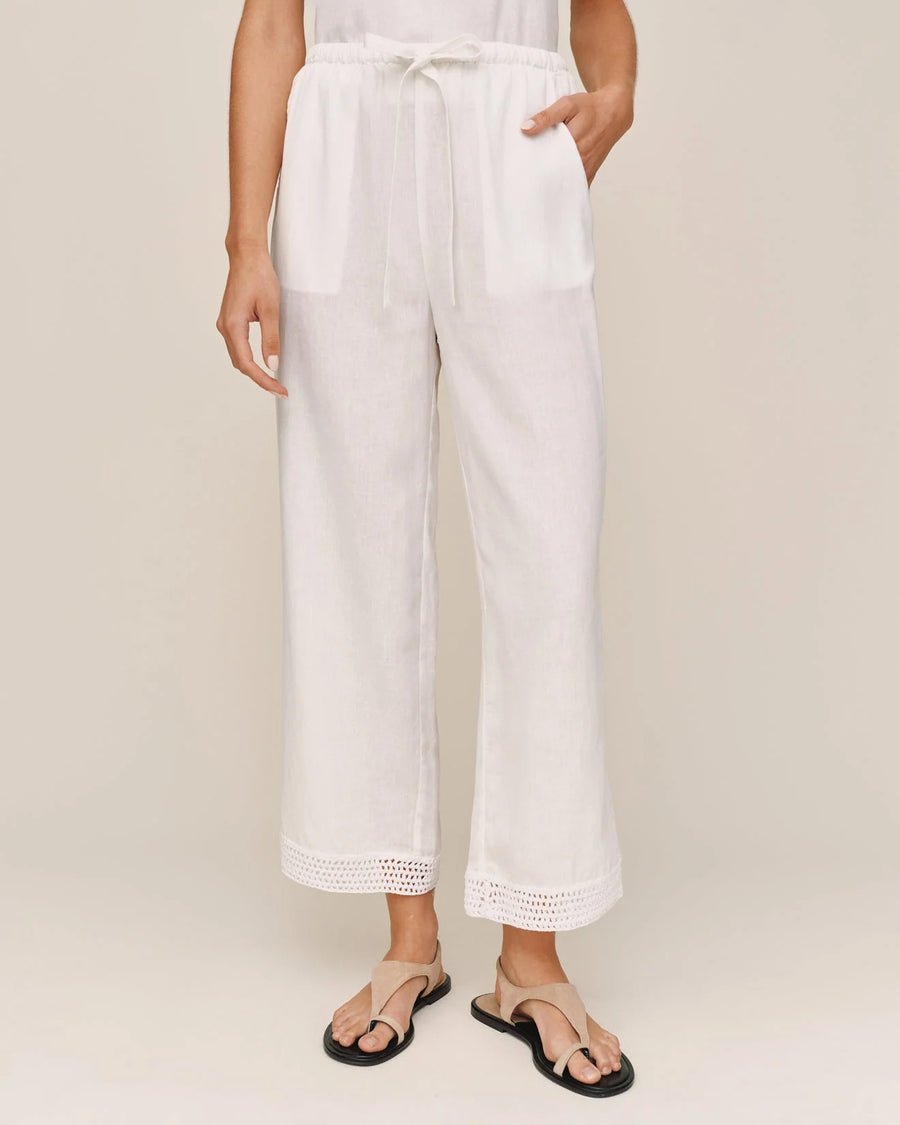 Crochet Edge Pant by Bella Dahl | Ivory Sand