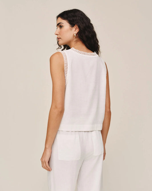 Sleeveless Crochet Edge Top by Bella Dahl | Ivory Sand