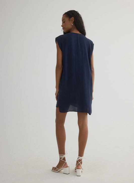 Tie Front V-Neck Mini Dress by Bella Dahl | Italian Navy