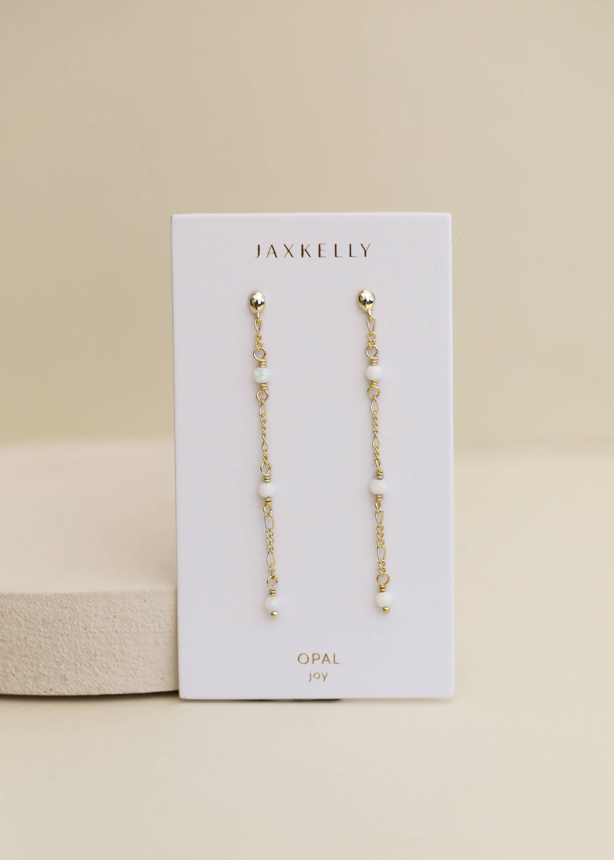 Gemstone Chain Drop Earring by JaxKelly | White Opal - Zen&Zip