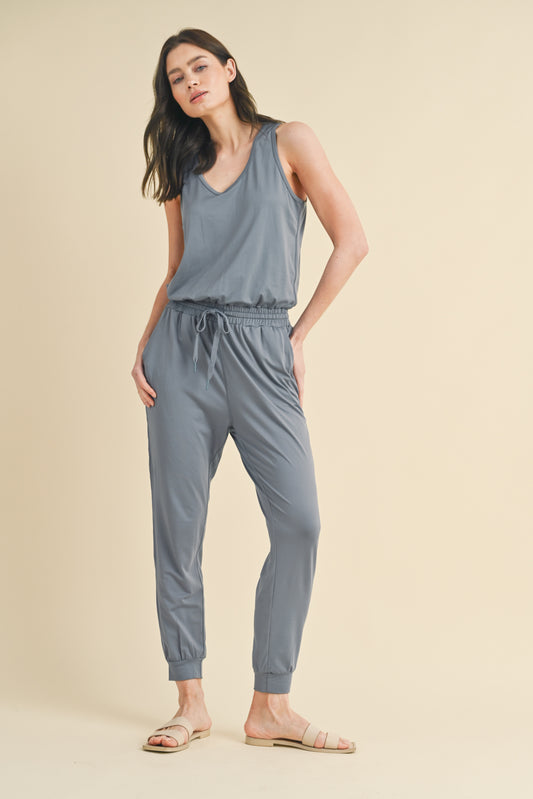 Soft Touch Knit Jumpsuit by Wishlist | Slate - Zen&Zip