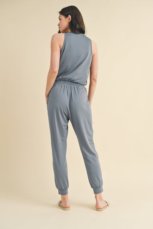 Soft Touch Knit Jumpsuit by Wishlist | Slate - Zen&Zip