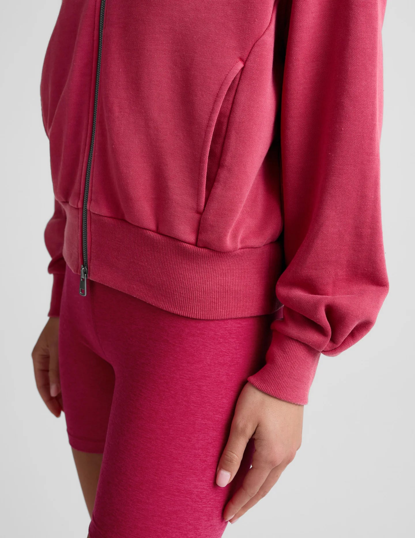 Fade Out Full Zip Hoodie by Beyond Yoga | Washed Berry Red