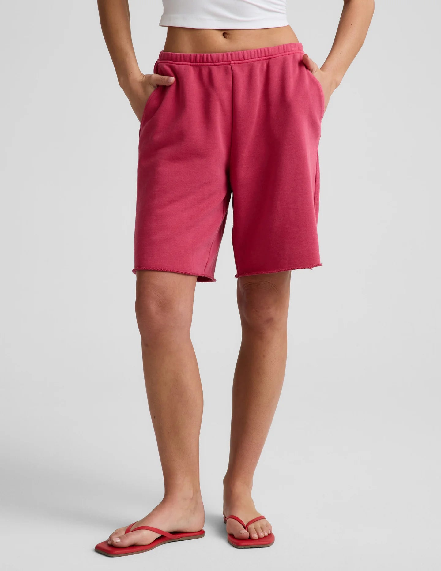 Fade Out Bermuda Short by Beyond Yoga | Washed Berry Red
