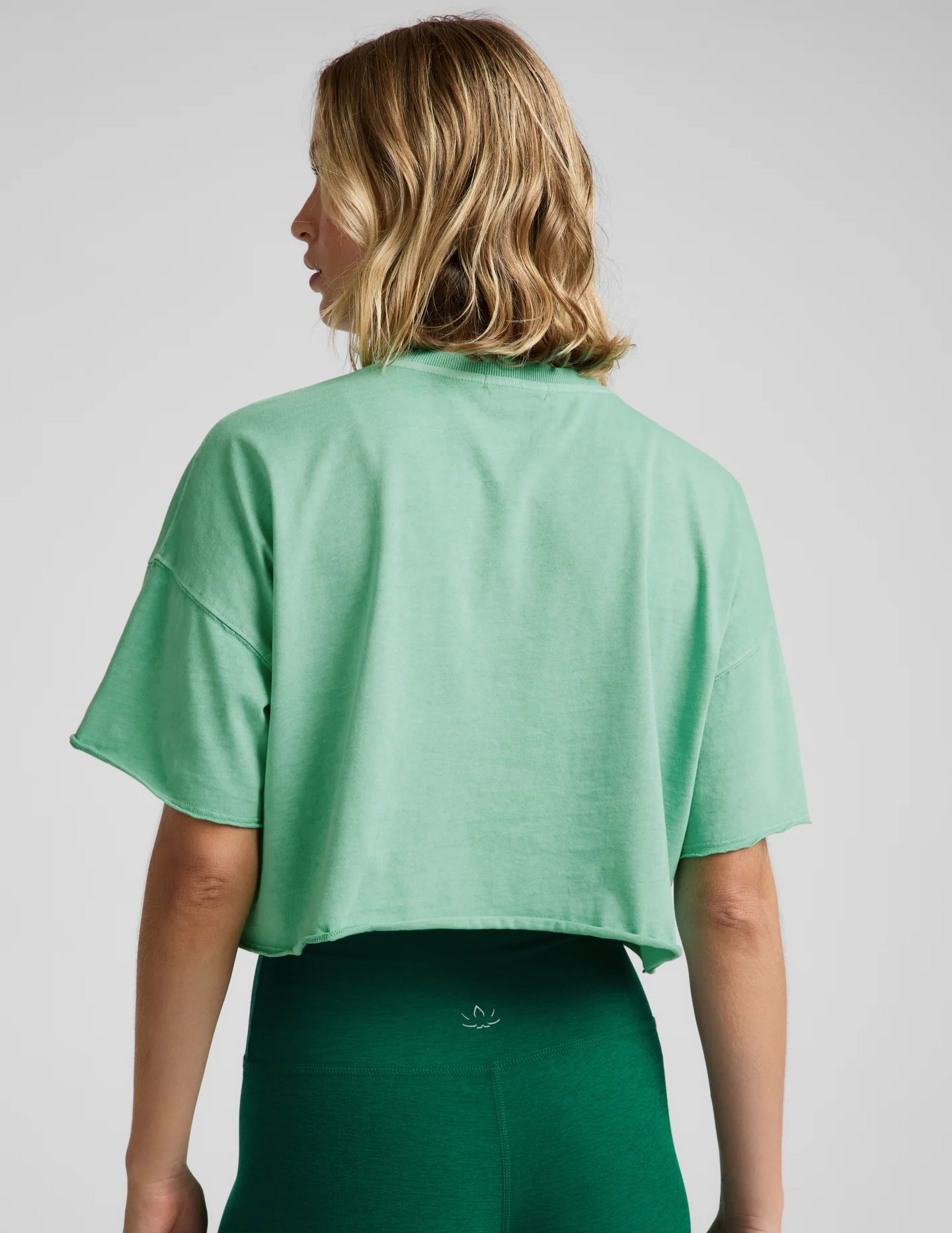 Better Than Ever Cropped Tee by Beyond Yoga | Washed Jade Pool