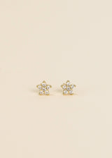 Pave Stud - Flower - Gold Earrings