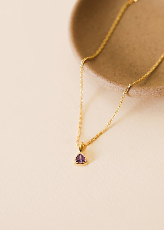 Triangle Gold Pendant Necklace by JaxKelly | Lavender - Zen&Zip