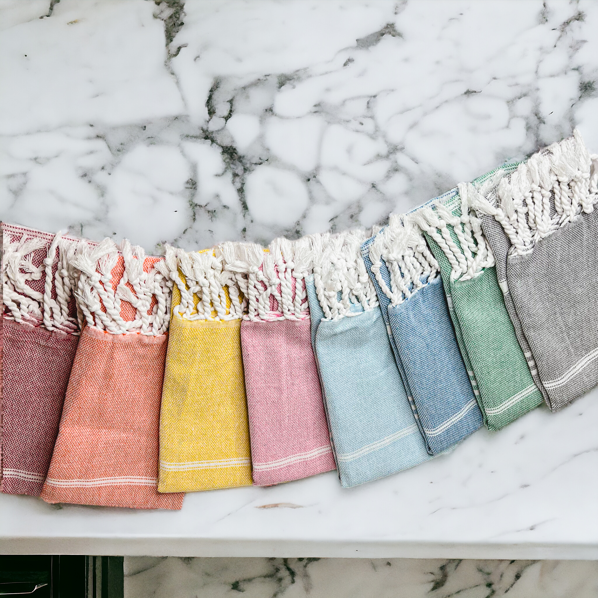 Fall Kitchen Hand Towels, Orange Cotton Dish Towels Tassels - Zen&Zip