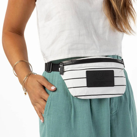 Pinstripe Mini Hip Pack by Aloha Collection | Black/White - Zen&Zip