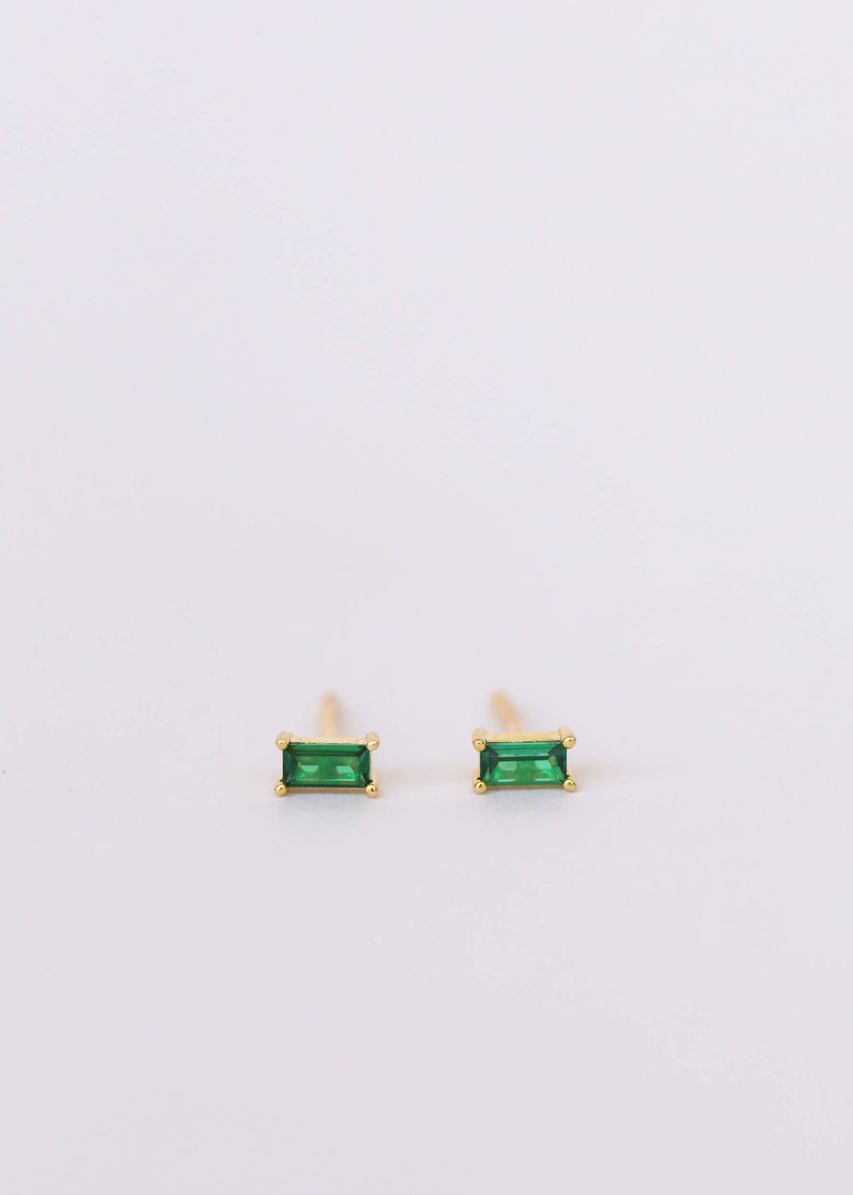 Baguette Gold Earrings by JaxKelly | Emerald