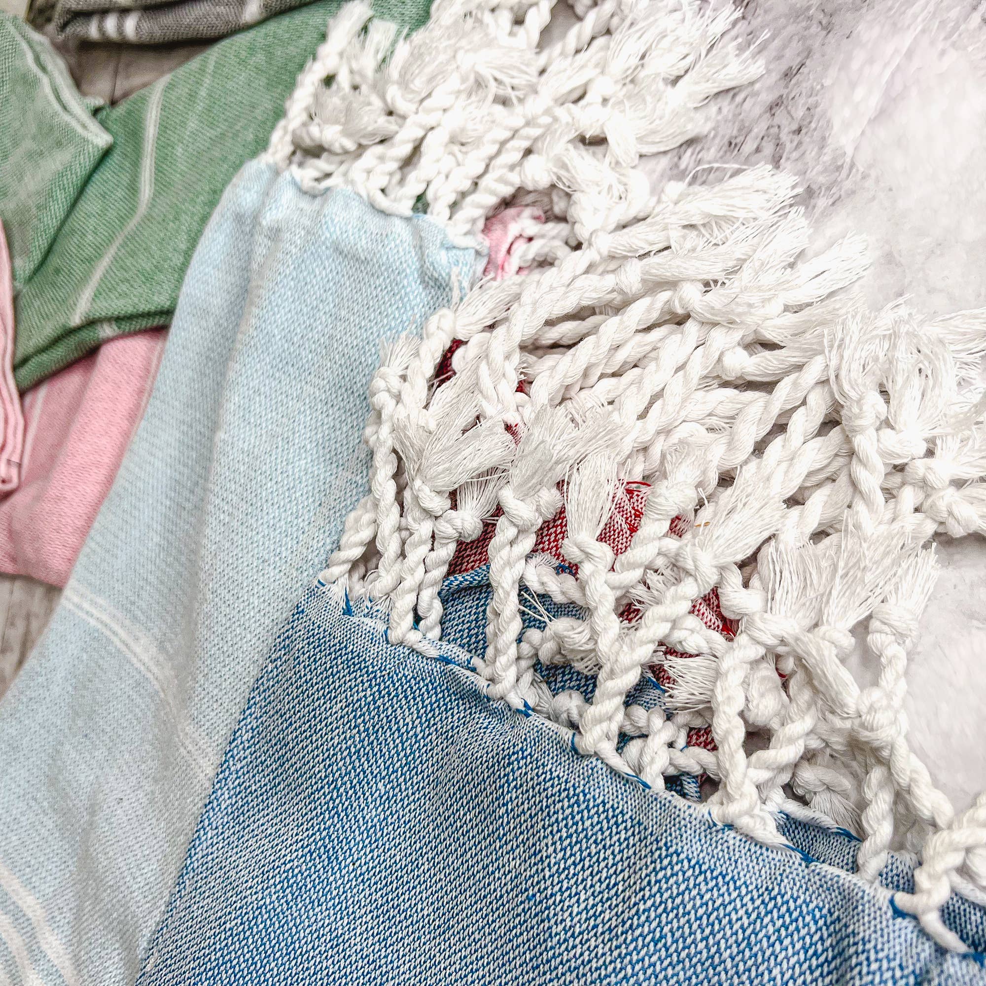 Kitchen or Bathroom Hand Towels with Tassels, Turkish Cotton - Zen&Zip