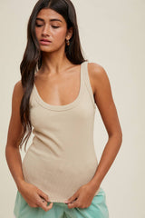 Basic Ribbed Knit Tank by Wishlist Apparel | Champagne