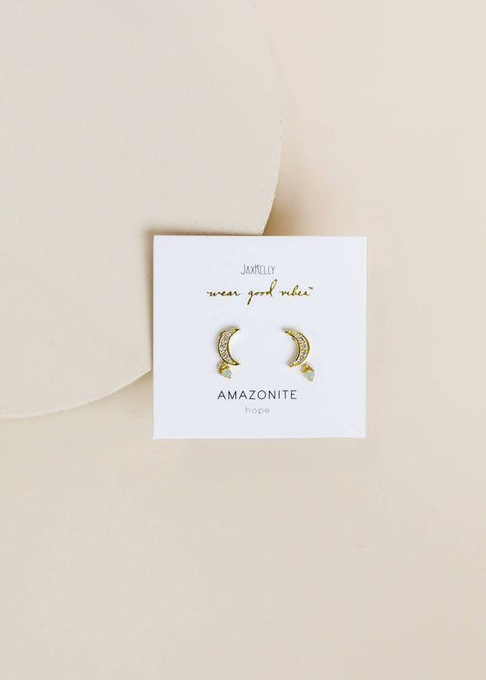 Moon Drop Earrings by JaxKelly | Amazonite - Zen&Zip