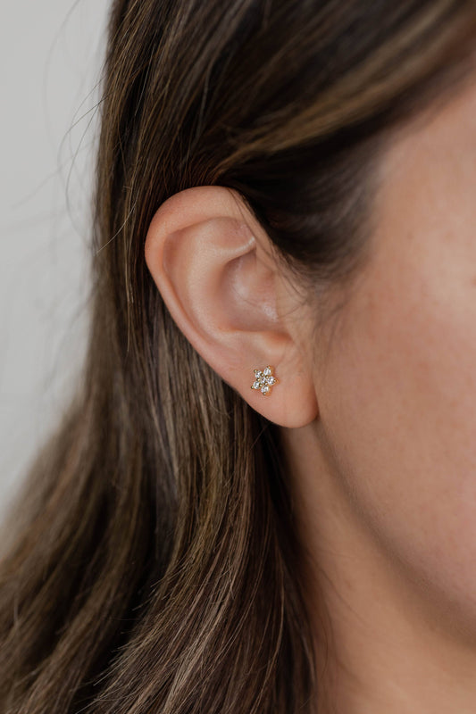 Pave Stud Flower Earrings by JaxKelly | Gold - Zen&Zip