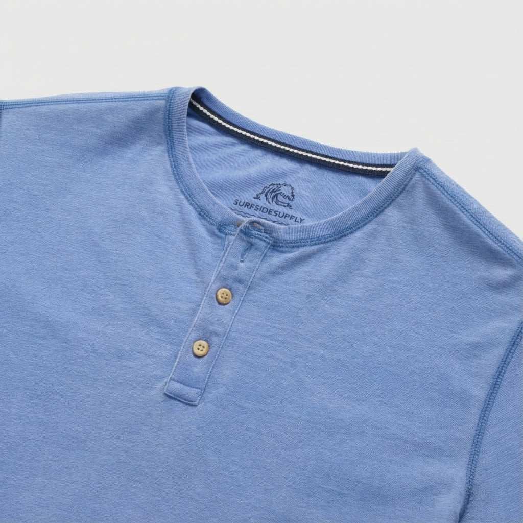 Sean Burnout Henley by SurfSideSupply | Wedgewood Blue - Zen&Zip