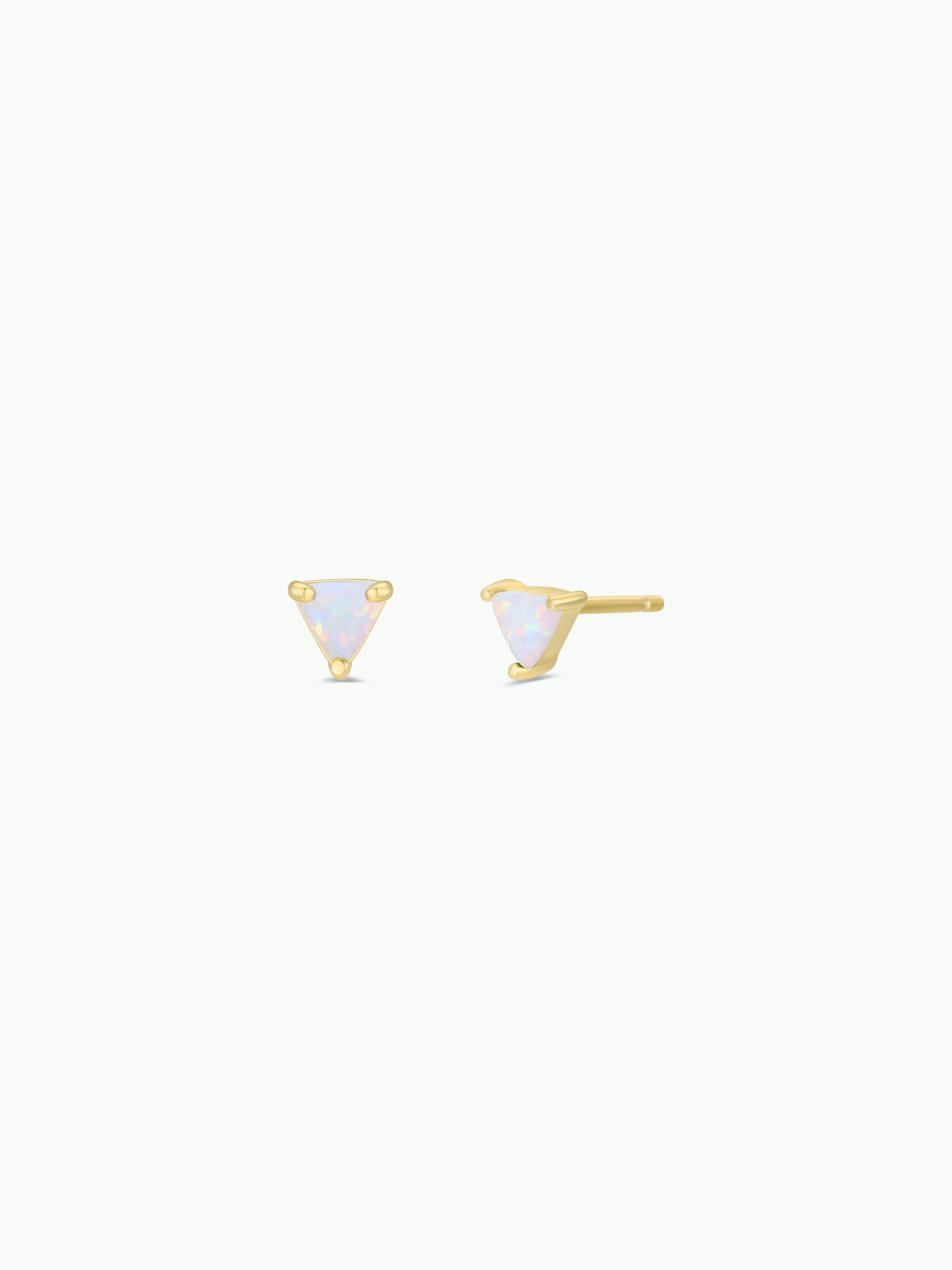 Mini Energy Gem - White Opal - Gold Earrings - Zen&Zip