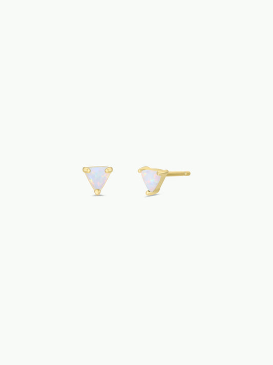 Mini Energy Gem - White Opal - Gold Earrings - Zen&Zip