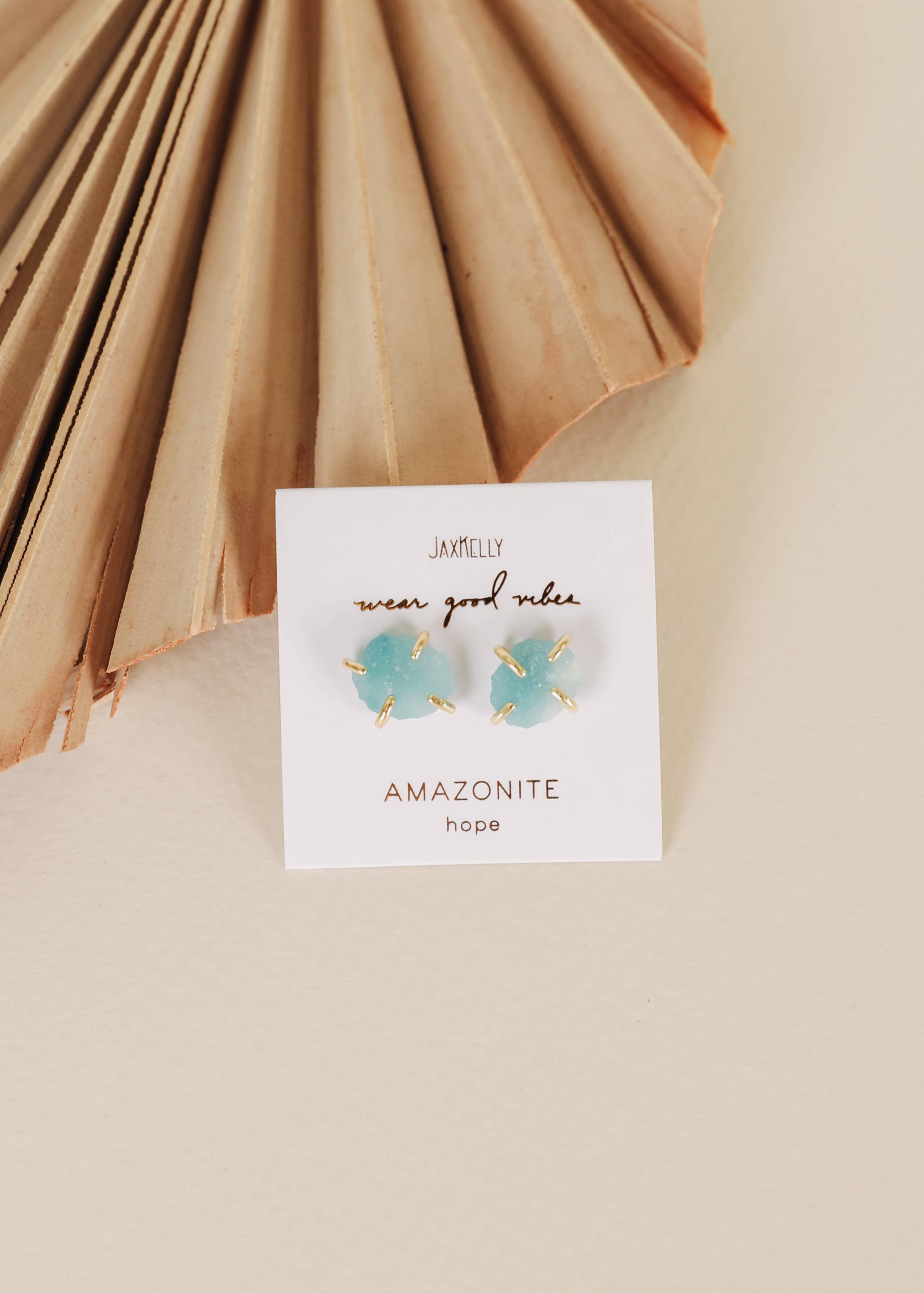 Gemstone Prong - Amazonite - Gold Earrings