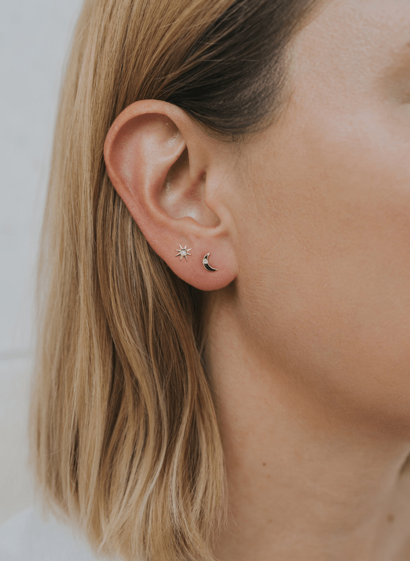 Complements Gold Earrings by JaxKelly | Sun & Moon